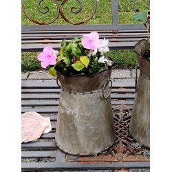 Urtepotte, meleret zink m. plastikindsats i 2 strrelser